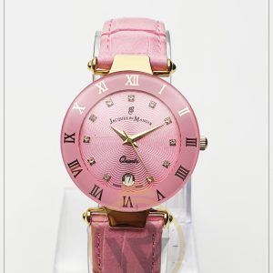 Jacques du Manoir Women’s Swiss made Quartz Leather Strap Pink Dial 33mm Watch 50634-2