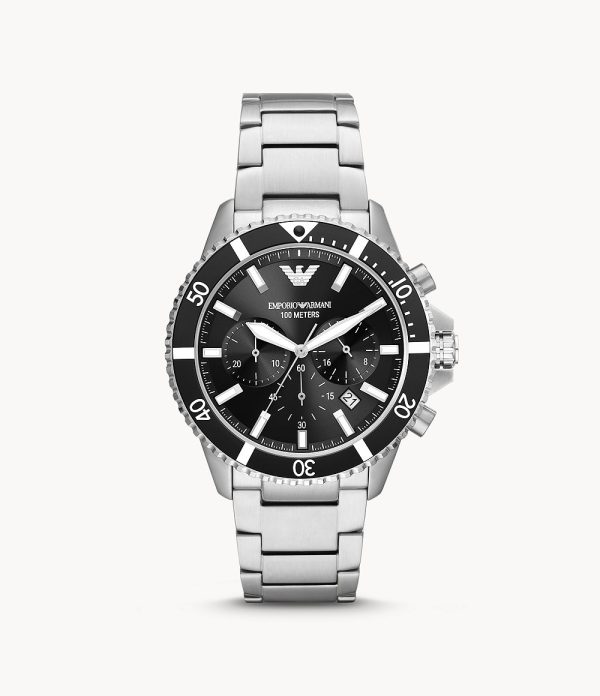 Emporio Armani Men’s Quartz Stainless Steel Black Dial 43mm Watch AR11360