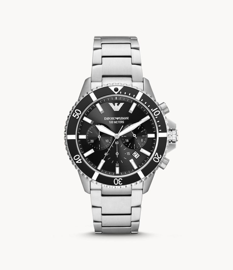 Emporio Armani Men’s Quartz Stainless Steel Black Dial 43mm Watch ...