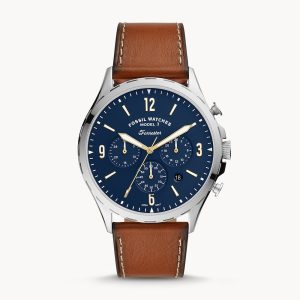 Fossil Men’s Quartz Leather Strap Blue Dial 46mm Watch FS5607