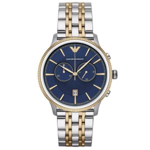 Emporio Armani Men's Chronograph Stainless Steel Blue Dial 43mm Watch AR1847