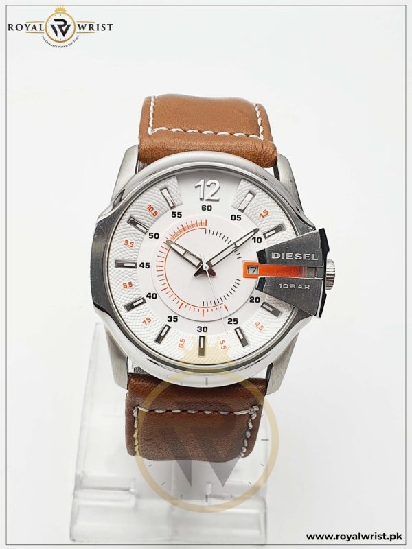 Diesel Men’s Quartz Leather Strap White Dial 45mm Watch DZ1668