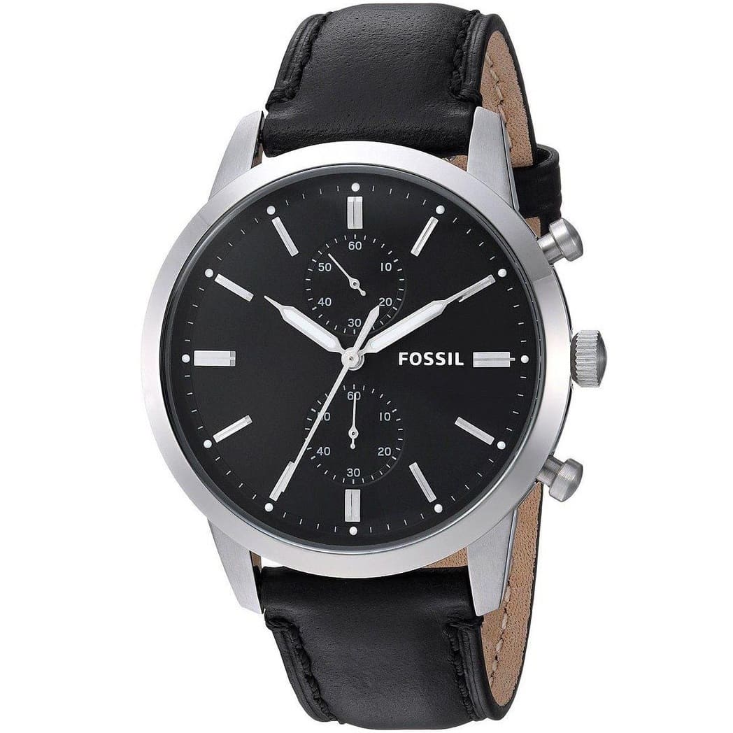 Fossil Men's Quartz Leather Strap Black Dial 44mm Watch FS5396 -  