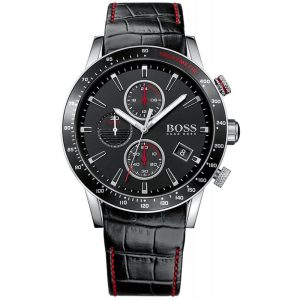 Hugo Boss Men’s Quartz Leather Strap Black Dial 44mm Watch 1513390