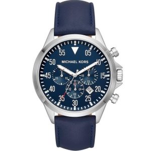 Michael Kors Men’s Quartz Leather Strap Blue Dial 45mm Watch MK8617