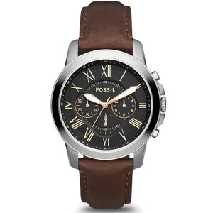 Fossil Men's Quartz Chronograph Brown Leather Strap Watch FS4813