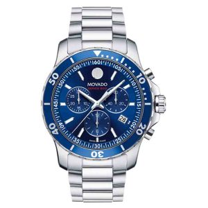 Movado Men’s Quartz Swiss Made Stainless Steel Blue Dial 42mm Watch 2600141
