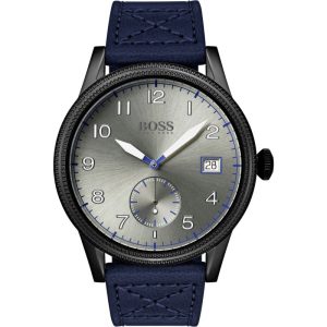 Hugo Boss Men’s Quartz Lather Strap Gray Dial 44mm Watch 1513684