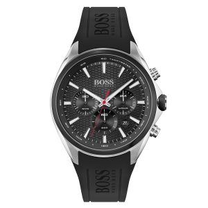 Hugo Boss Men’s Quartz Silicone Strap Black Dial 46mm Watch 1513855