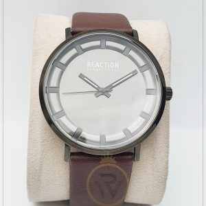 Reaction Kenneth Cole Men’s Leather Strap Grey Dial 44mm Watch KCR0700/3