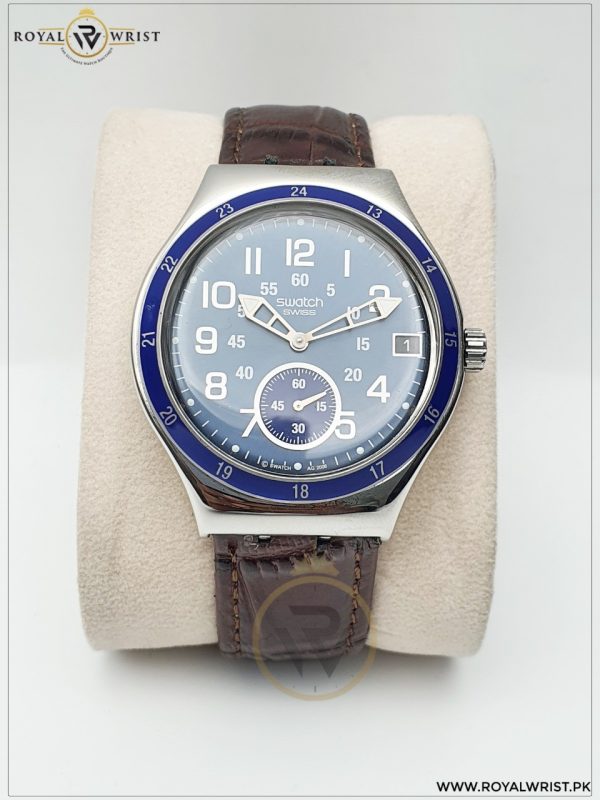 Swatch Men’s Swiss Made Leather Strap Blue Dial 40mm Watch YPS420G