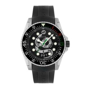 Gucci Men’s Quartz Swiss Made Silicone Strap Black Dial 45mm Watch YA136217