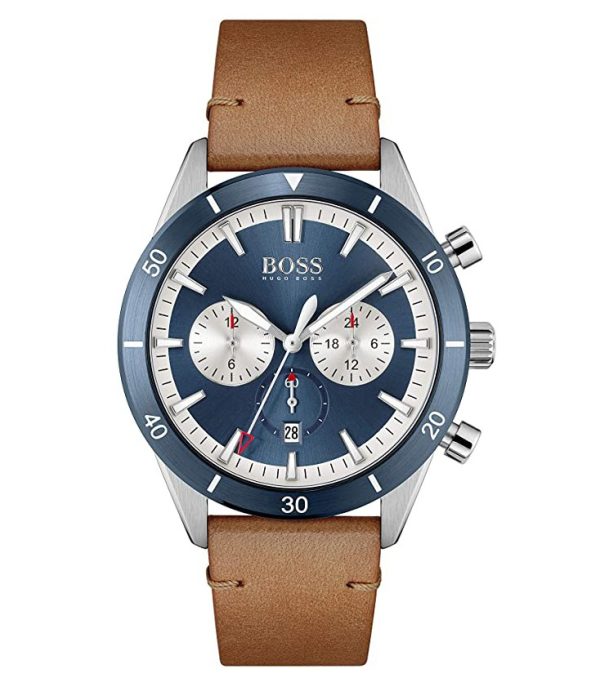 Hugo Boss Men’s Quartz Lather Strap Blue Dial 44mm Watch 1513860