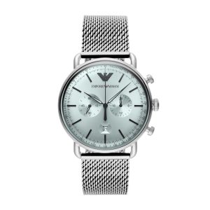 Emporio Armani Men’s Chronograph Quartz Stainless Steel Silver Dial 43mm Watch AR11288