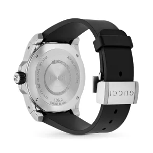 Gucci Men’s Quartz Swiss Made Silicone Strap Black (King Snake) Dial 45mm Watch YA136217