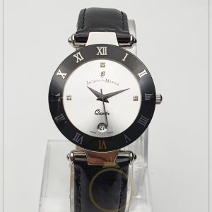 Jacques du Manoir Women’s Swiss made Quartz Leather Strap Silver Dial 33mm Watch 50634