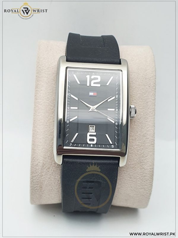 Tommy Hilfiger Men’s Swiss Made Quartz Silicone Strap Black Dial 30mm Watch 1710277/4