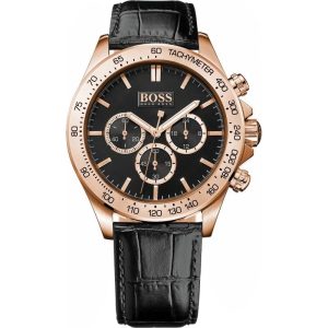 Hugo Boss Men's Quartz Leather Strap Black Dial 46mm Watch 1513179