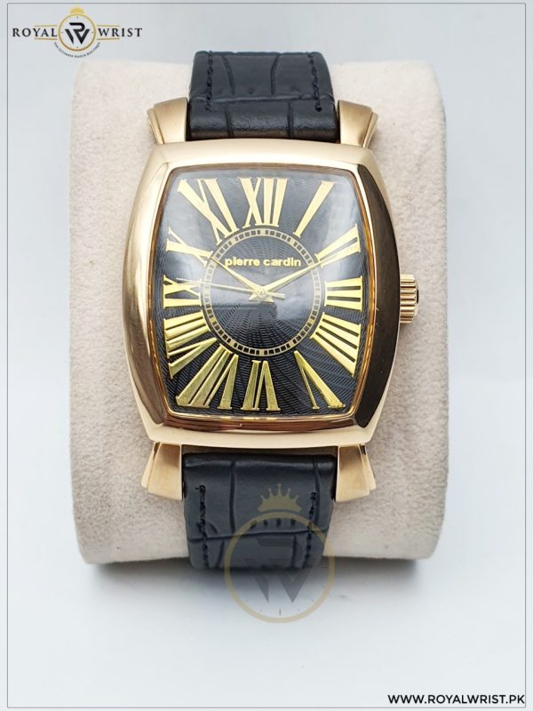 Pierre Cardin Men’s Swiss Made Leather Strap Black Dial 36mm Watch PC100261