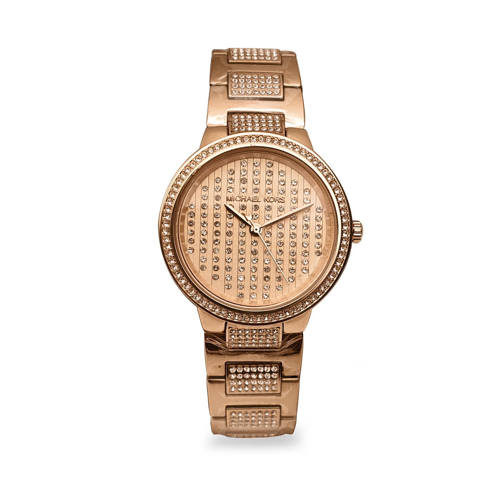 Gold watch with pink clearance face