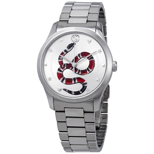 Gucci Unisex Swiss Made Quartz Stainless Steel Silver Dial 38mm Watch YA1264076