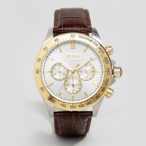 HUGO BOSS Quartz Men's Leather Strap White Dial 44mm Watch 1513174