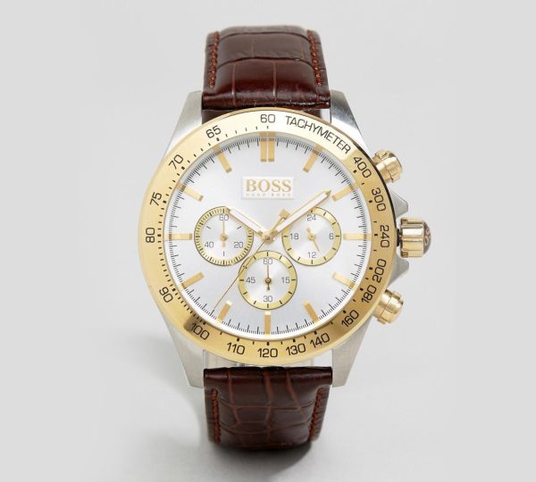 HUGO BOSS Quartz Men's Leather Strap White Dial 44mm Watch 1513174