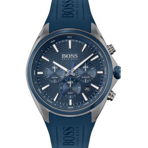 Hugo Boss Men’s Quartz Silicone Strap Blue Dial 46mm Watch 1513856