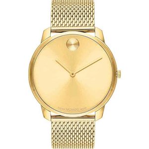 Movado Men’s Quartz Swiss Made Stainless Steel Gold Dial 44mm Watch 3600373