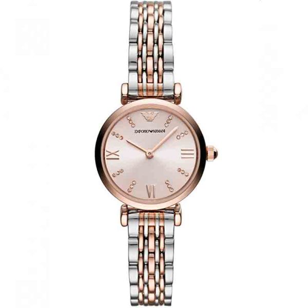 Emporio Armani Women’s Analog Stainless Steel Pink Dial 28mm Watch AR11223