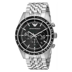 Emporio Armani Men’s Chronograph Quartz Stainless Steel Black Dial 46mm Watch AR5988
