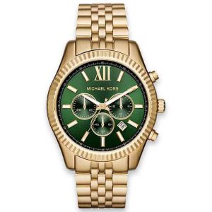 Michael Kors Men’s Quartz Stainless Steel Gold Tone Green Dial 44mm Watch MK8446