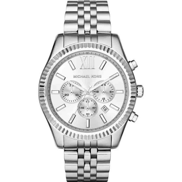 Michael Kors Men’s Chronograph Quartz Stainless Steel Silver Dial 45mm Watch MK8405
