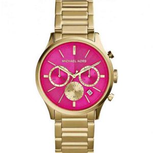 Michael Kors Women’s Quartz Stainless Steel Pink Dial 44mm Watch MK5909