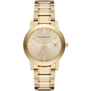 Burberry Unisex Swiss Made Stainless Steel Gold Dial 38mm Watch BU9033