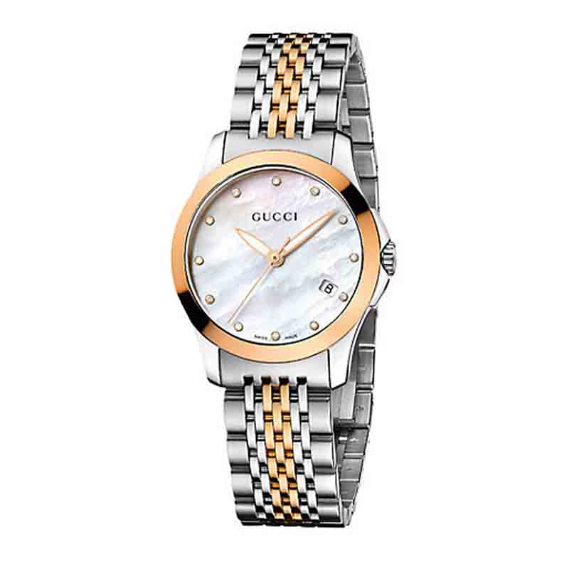 Gucci Women's Swiss Made Quartz Stainless Steel Mother of Pearl Dial 27mm  Watch YA126514 