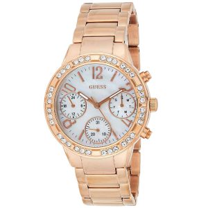 Guess Women’s Quartz Rose Gold Stainless Steel Mother Pearl Dial 36mm Watch W0546L3