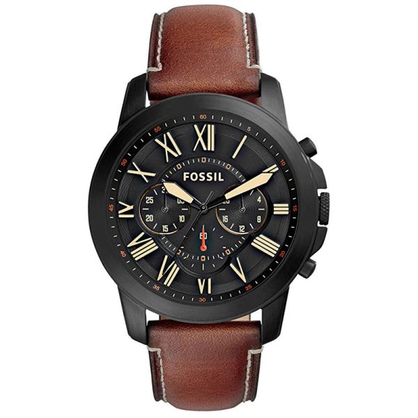 Fossil Men's Quartz Brown Leather Strap Black Dial Watch FS5241