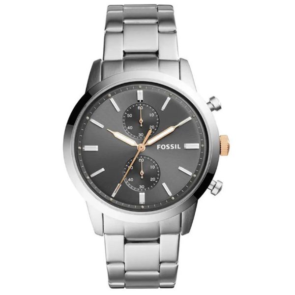 Fossil Men’s Chronograph Silver Stainless Steel Grey Dial 44mm Watch FS5407