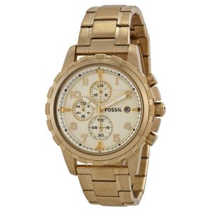 Fossil Men’s Chronograph Quartz Gold Stainless Steel Champagne Dial 45mm Watch FS4867