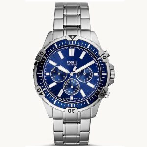 Fossil Men’s Chronograph Quartz Silver Stainless Steel Blue Dial 44mm Watch FS5623