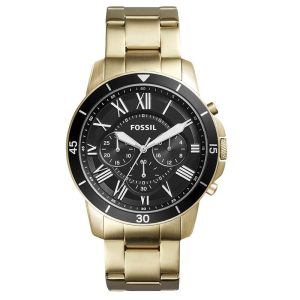 Fossil Men’s Chronograph Quartz Gold Stainless Steel Black Dial 44mm Watch FS5267