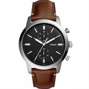 Fossil Men’s Chronograph Quartz Leather Strap Black Dial 44mm Watch FS5280