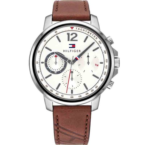 Tommy Hilfiger Men’s Quartz Leather Strap White Dial 44mm Watch 1791531