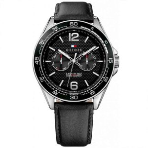 Tommy Hilfiger Men’s Quartz Leather Strap Black Dial 46mm Watch 1791369
