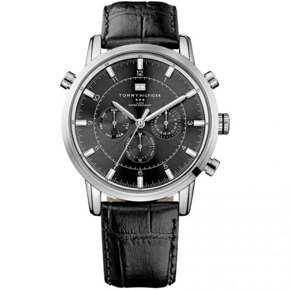 Tommy Hilfiger Men’s Quartz Leather Strap Grey Dial 44mm Watch 1790875