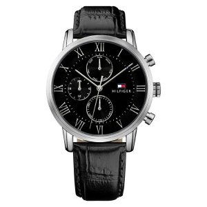 Tommy Hilfiger Men’s Quartz Leather Strap Black Dial 44mm Watch 1791401