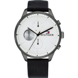 Tommy Hilfiger Men’s Quartz Leather Strap Black Dial 44mm Watch 1791489