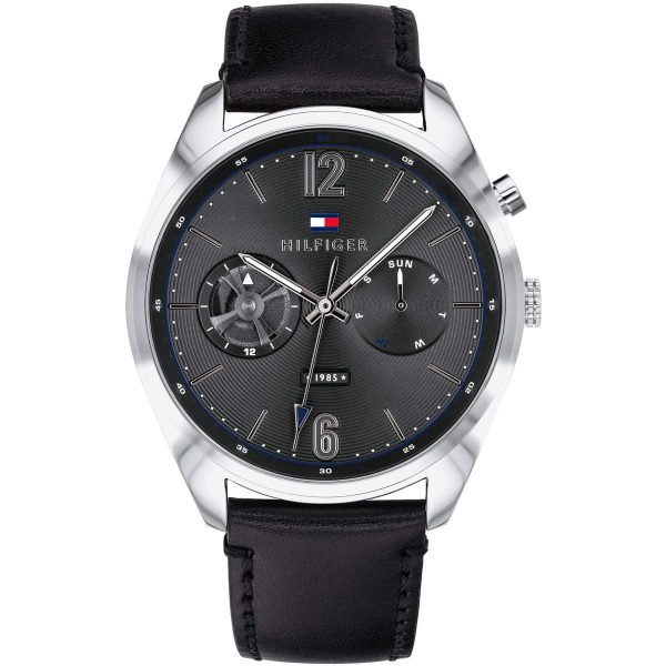 Tommy Hilfiger Men’s Quartz Leather Strap Black Dial 44mm Watch 1791548