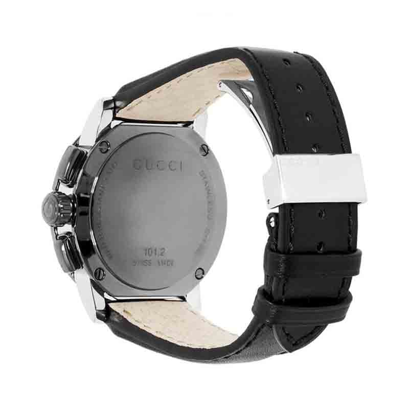 Gucci Men’s Swiss Made Quartz Leather Strap Black Dial 44mm Watch ...